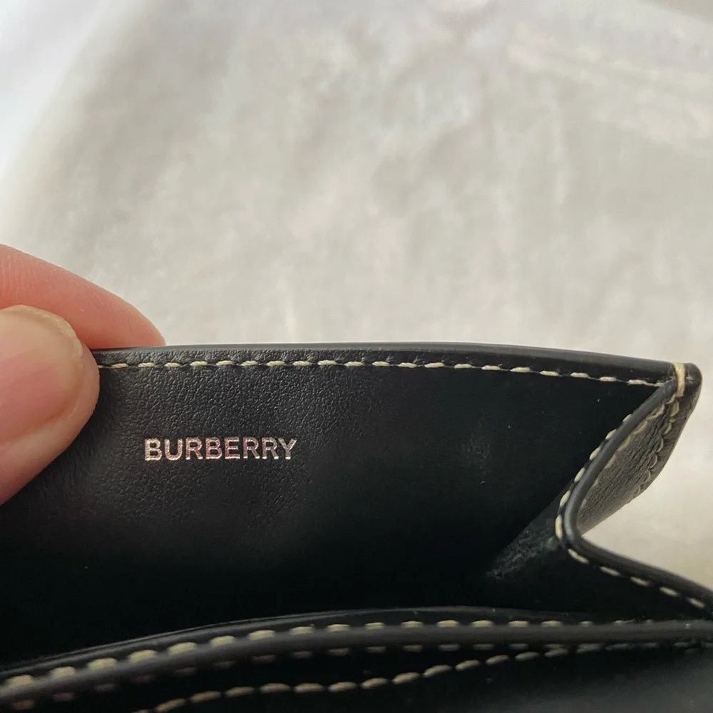 BURBERRY Blue and Black Two-Tone Trifold Canvas and Leather Wallet - Picture 8 of 13